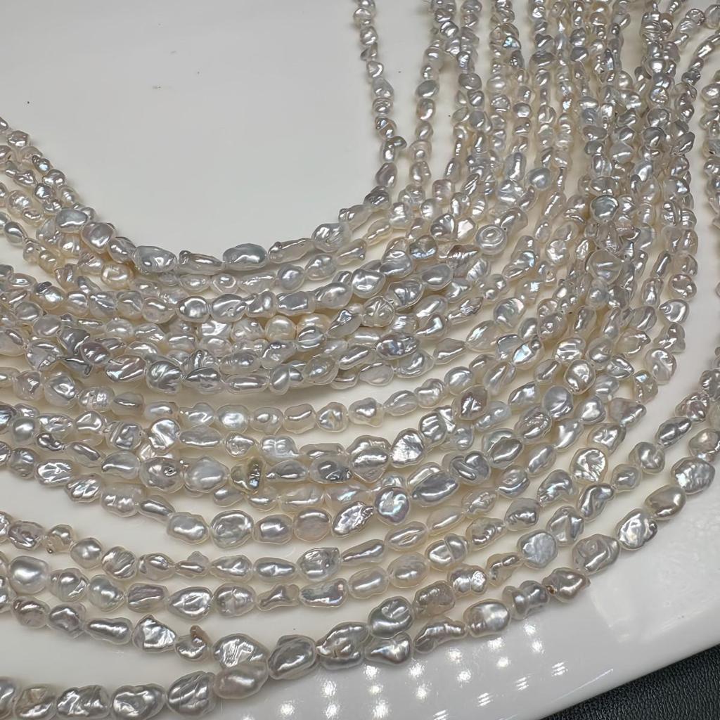 Collier de perles d'eau douce Keshi 5-6 mm avec fil semi-fini baroque irrégulier