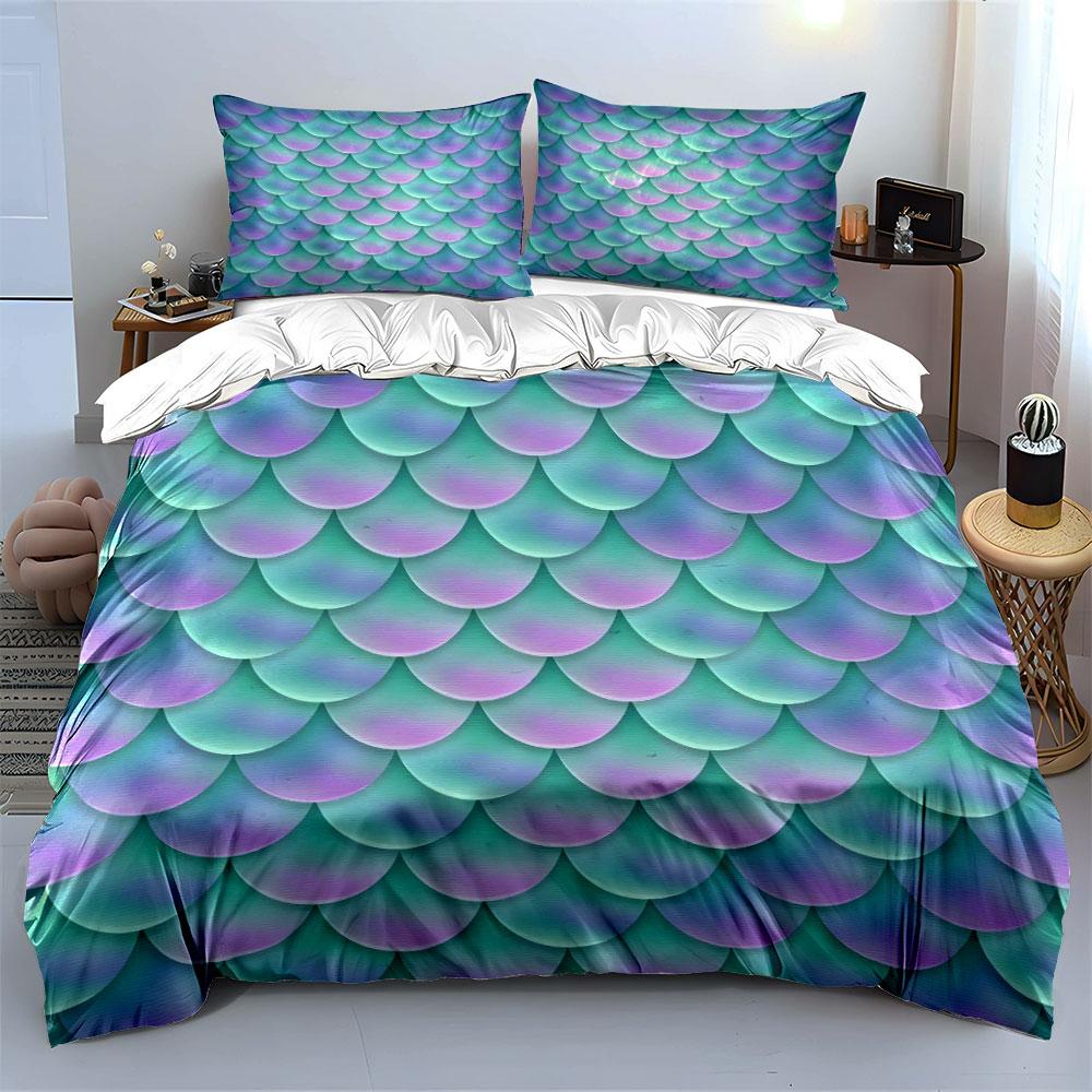 Mermaid Scale Bedding Set Bedding Duvet Cover Set Duvet Cover Pillowcases (1 * Duvet Cover 2 * Pillowcases, Without Duvet Insert)