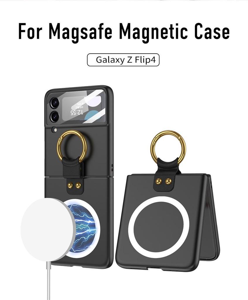 Samsung Z Flip4 Magnetic Ring Wireless Charging Phone Case - Ultra-thin, Foldable, Drop Protection Cover