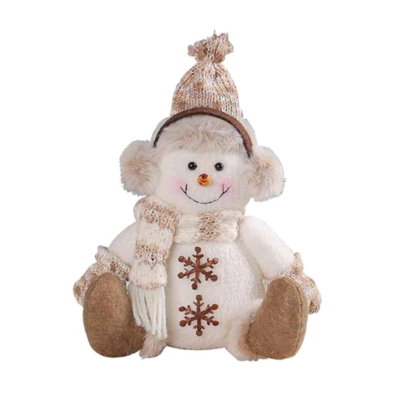 

Polygonal Knit Snowman Plush with Rudolphs Hat Festival Christmas Decoration Soft Fabric Gnomes Figure