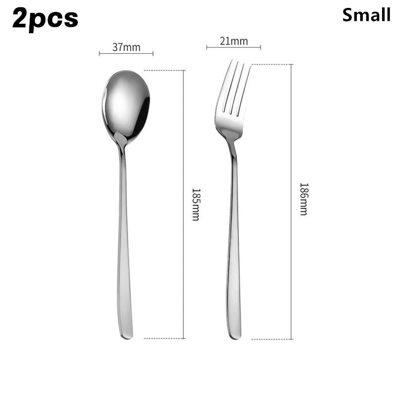 

2pcs Stainless Steel Golden Silver Fork Spoon Fork Spoon Heat-Insulated Long Handle Stirring Dessert Spoons Kitchen Gadgets