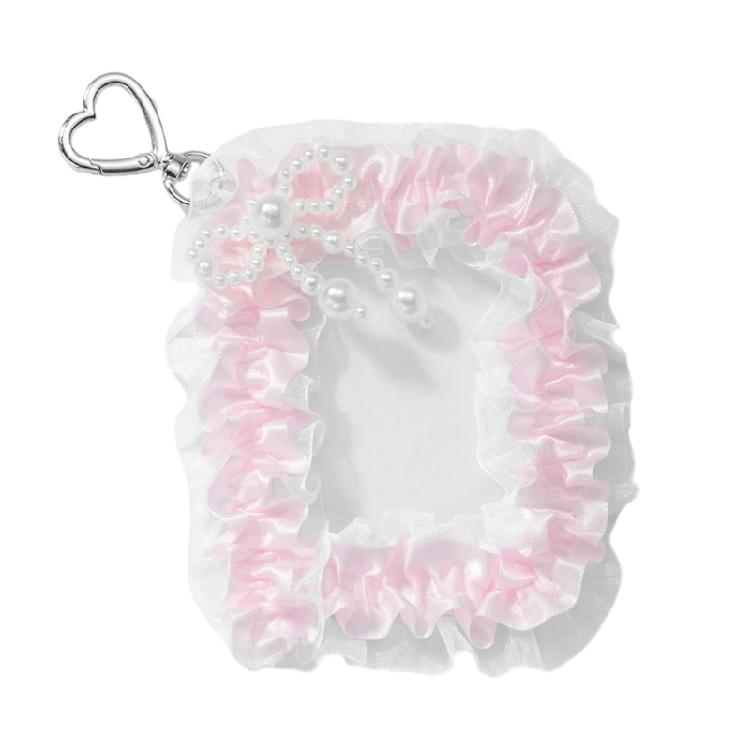 Süßer K-Pop Foto-Kartenhalter mit Schlüsselanhänger Perlen Schleifen Spitze Foto-Kartenhülle Ausweis Bank Kreditkartenhalter Schutz Hülle Geschenke