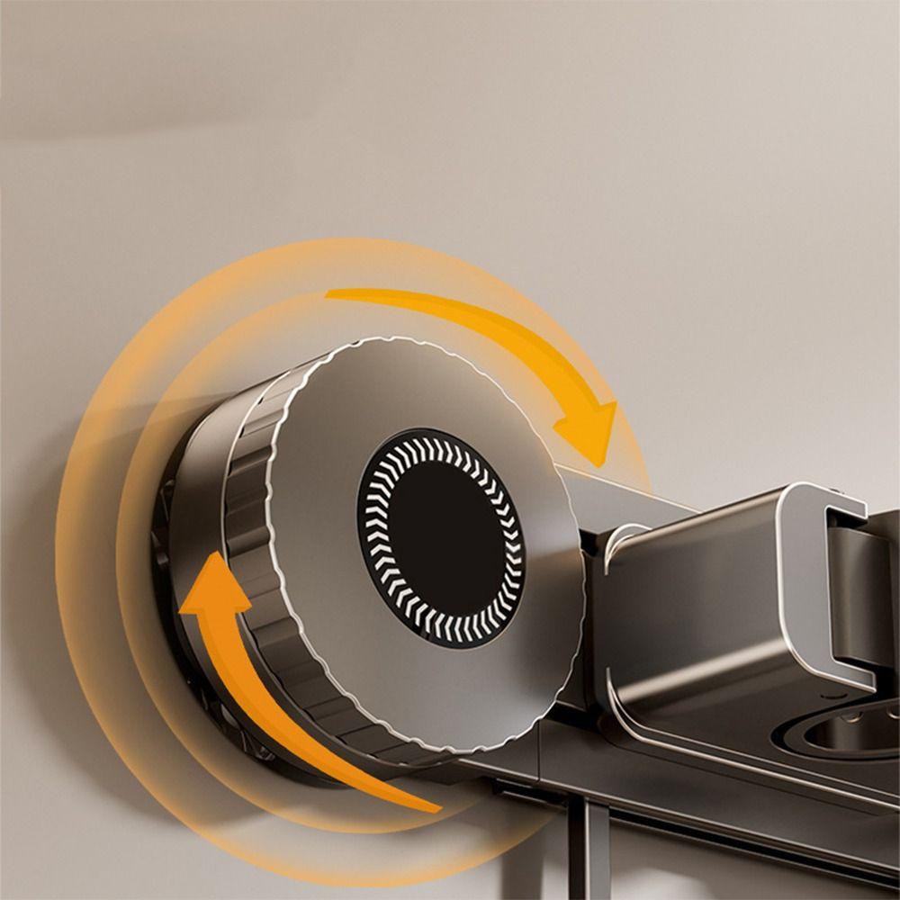 Vacuum Suction Wall Mounted Mop Rack Space Aluminum Mop Clip Rack Broom Holder  Household Storage