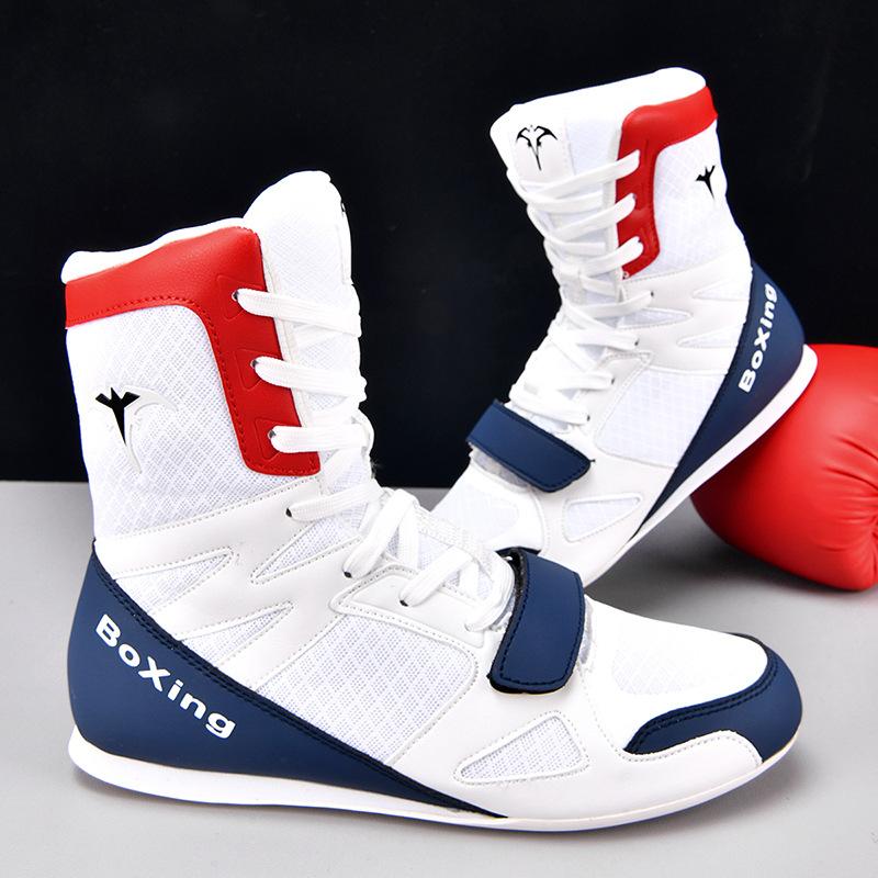 Sports Boxing Shoes High-top Two-color Optional Wear-resistant and Non-slip Comprehensive Training Shoes Ultra-light Boxing Shoes