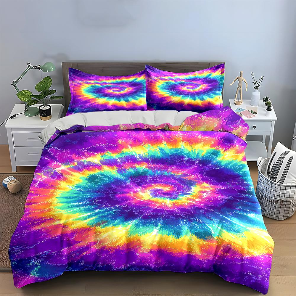 Tie-Dye Spiral Bettwäscheset Bettwäscheset (1 Bettbezug, 2 Kissenbezüge, Bettdecke nicht enthalten)