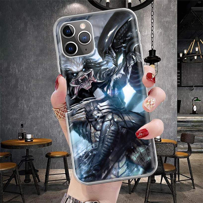 Alien Vs Predator Painted Soft Phone Case For IPhone 11 17 Air 16E 16 Pro Max 15 + 14 Plus 13 Mini 12 Apple 7 SE 8 Fundas Coque
