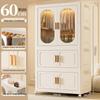 Children's Toy Storage Cabinet: Movable Multi-layer Thickened Wardrobe with Folding Shelves for Home and Bedroom
