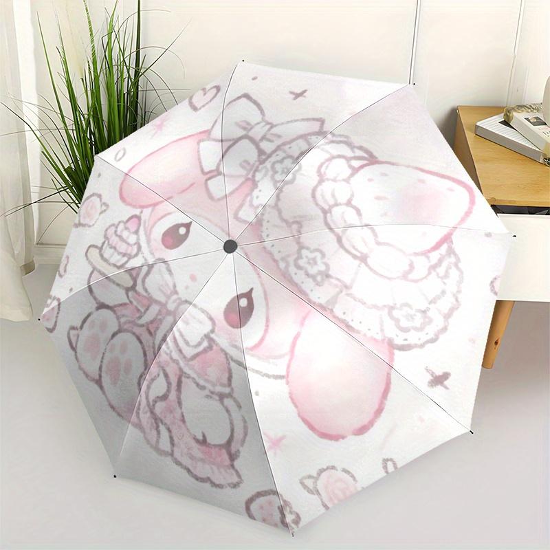 

1pc My Melody & Cake Automatic Open/CloseUmbrella-CuteUmbrella with Cute Design, Portable 3-Fold Compact Umbrella for Men & Women, Valentine s Day Mot
