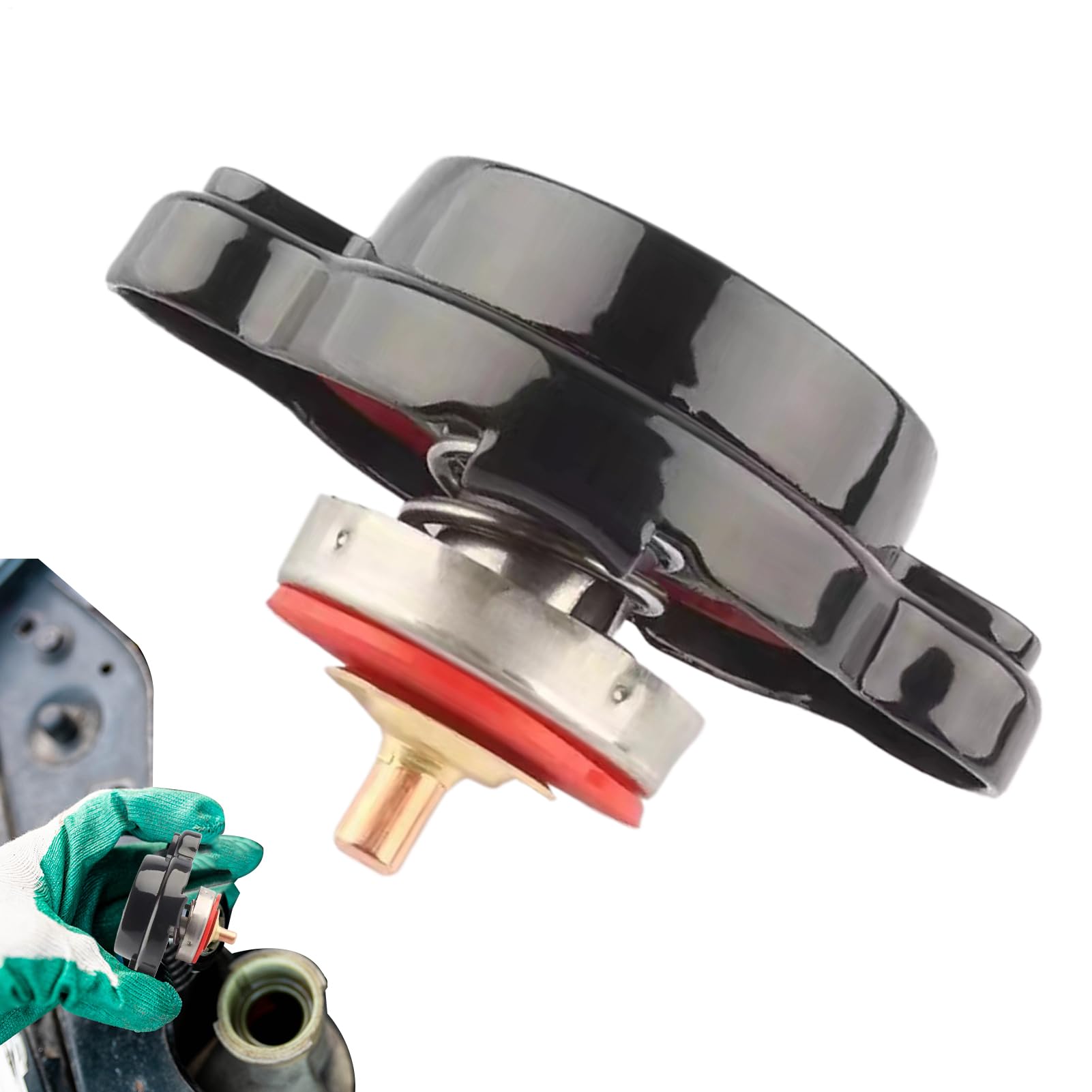 

Radiator Pressure Cap, Automotive Off-Road Racing Car Radiator Cap with Temperature Gauge Aluminum 1.1 Bar