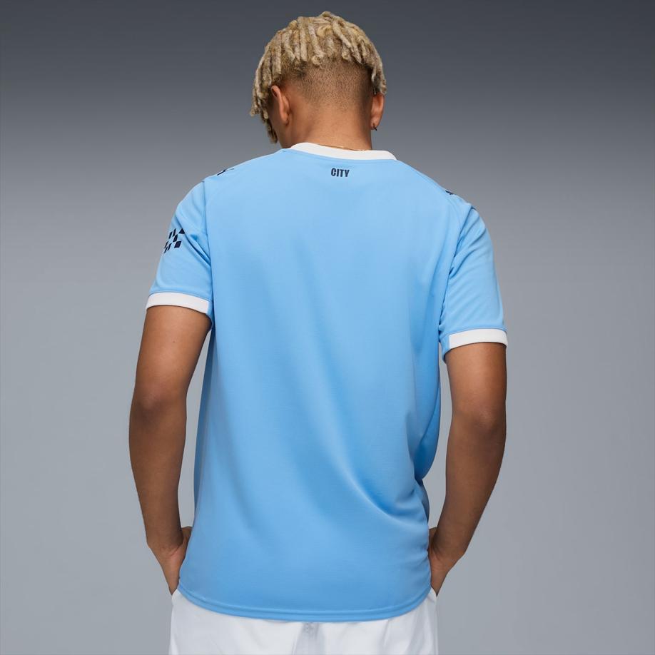 Puma Mcfc Home Ss25 Logo Letter Round Neck Copy Short Sleeve Football Shirt Men Tops Light-Blue 780338-01