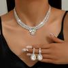Luxury European Retro Crystal Zirconia Geometric Jewelry Set: Necklace, Earrings, Bracelet