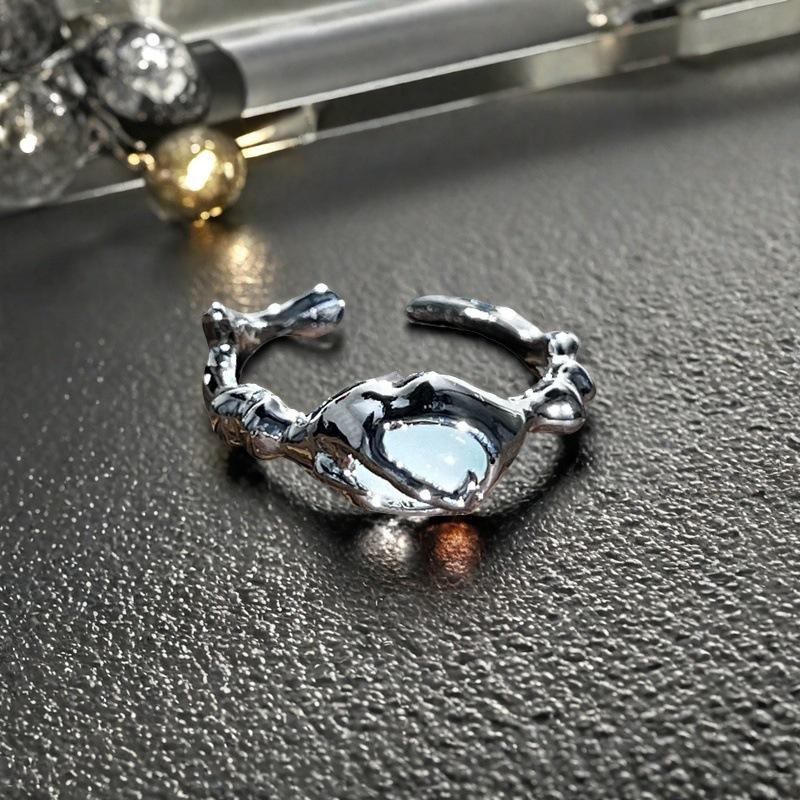 Niche Design Exquisite Imitation Chalcedony Moonstone Series Ring High-End Light Luxury Full Of Diamonds Zircon Accessories