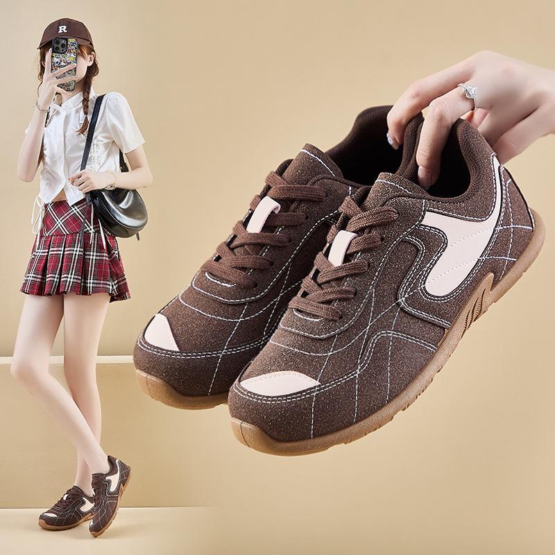 Fashion German Training Shoes Women 2024 New Genuine Leather Women Sneakers Flat Lace-up Retro Large Size Forrest Gump Shoes Women