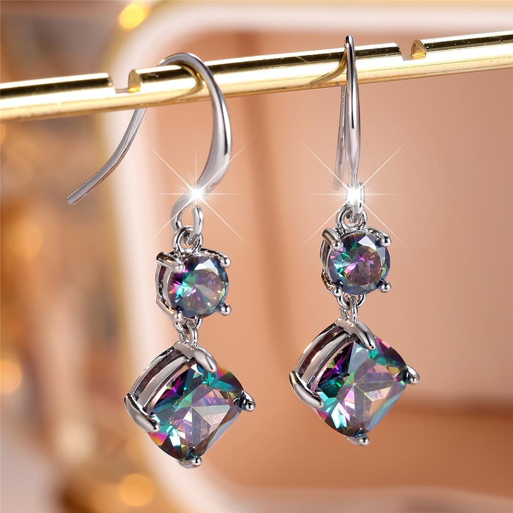 

Шарм Жіночий Райдужний Кристал Милі Сережки-Краплі Сріблястого Кольору Милі Модні Весільні Прикраси Для Жінок