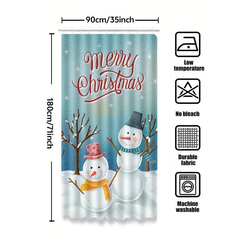 Tuniu Festive Snowman Winter Holiday Bathroom Shower Curtain Set Waterproof Cute Fun Decor