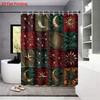1Pc Fabric Sun Moon Splicing Print Waterproof Shower Partition Privacy Hanging Curtain 12 Hook Multiple Size Easy Installation