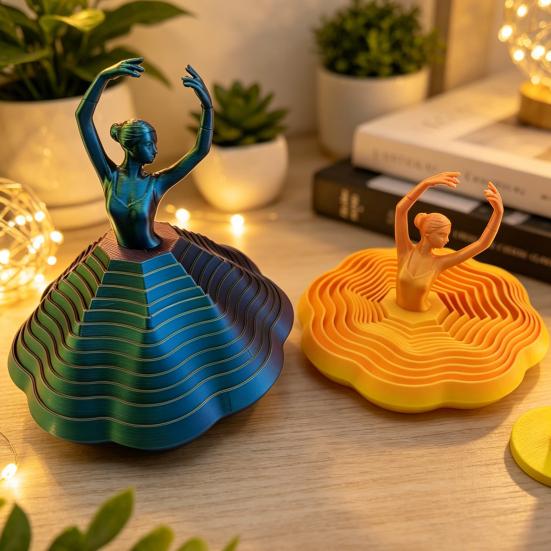 3D-gedruckter drehender Ballerina Fidget Toy Ballettänzer Erweitertes sensorisches Spielzeug Wirbelnde Spirale Stressabbau Schreibtischspielzeug für Erwachsene