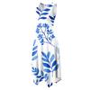 Women's Casual Sleeveless Floral Print Dress Round Neck Irregular Hem Mid-Length Dress Lightweight Summer Dress