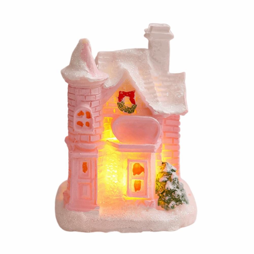 Resin Christmas Glowing Small House Cute Christmas House Ornament  Home Xmas Decor