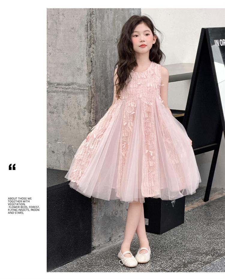 Girls' summer dress 2026 new style children's stylish sleeveless mesh princess dress girls' summer dress fluffy skirt