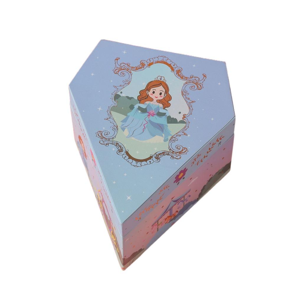 

Изысканная музыкальная шкатулка принцессы, большая вместимость, мультяшная коробка для хранения, шкатулка для драгоценностей для маленькой девочки, домашний декор синий