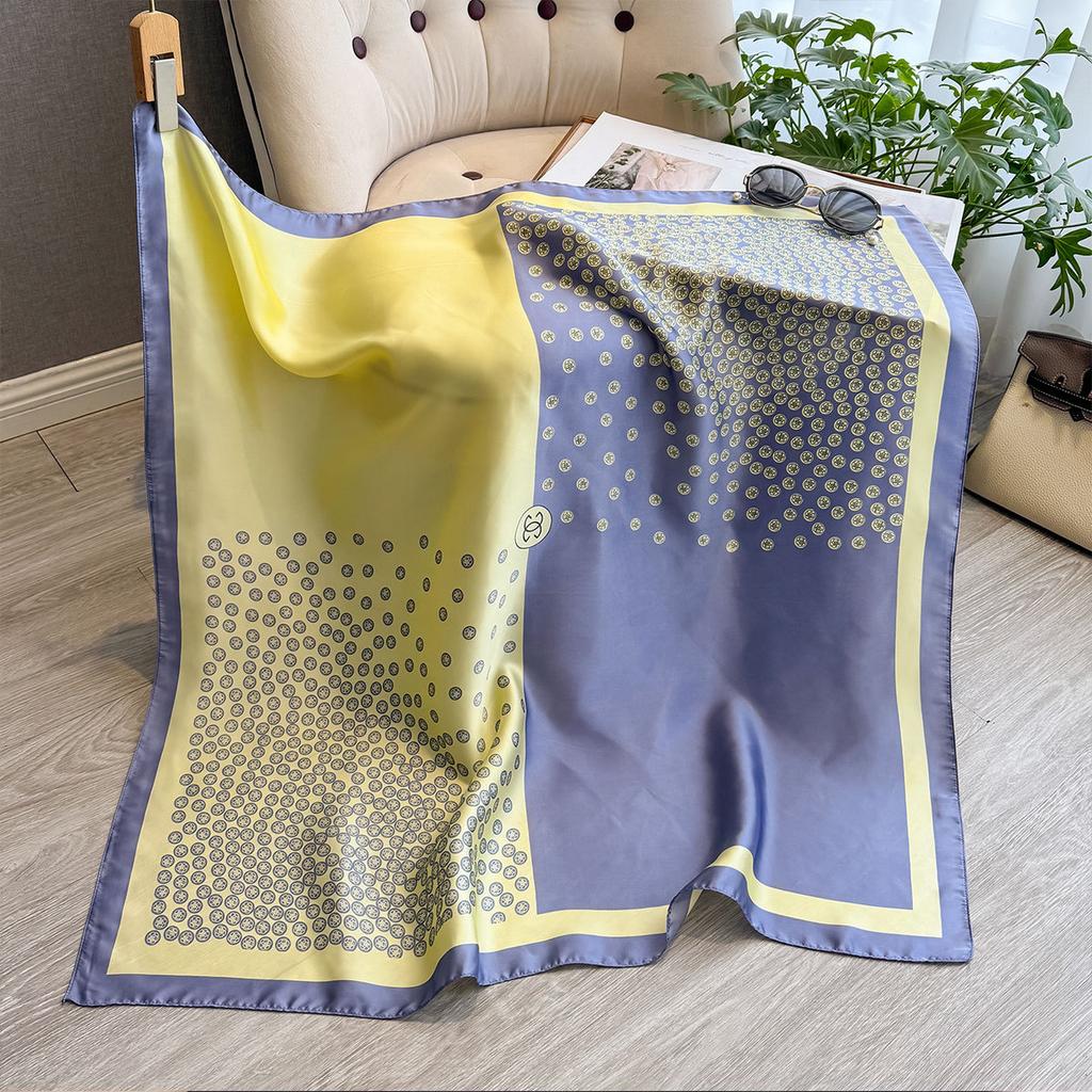 Spring And Autumn Fashion Versatile Simulation Silk Scarf Printed Shawl Women'S Decorative Headscarf Beach Towel
