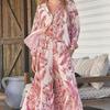 FD1111 Spot 1116 Spring New Women's Fashion Long-sleeved Printed Shirt Wide-leg Trousers Two-piece Set