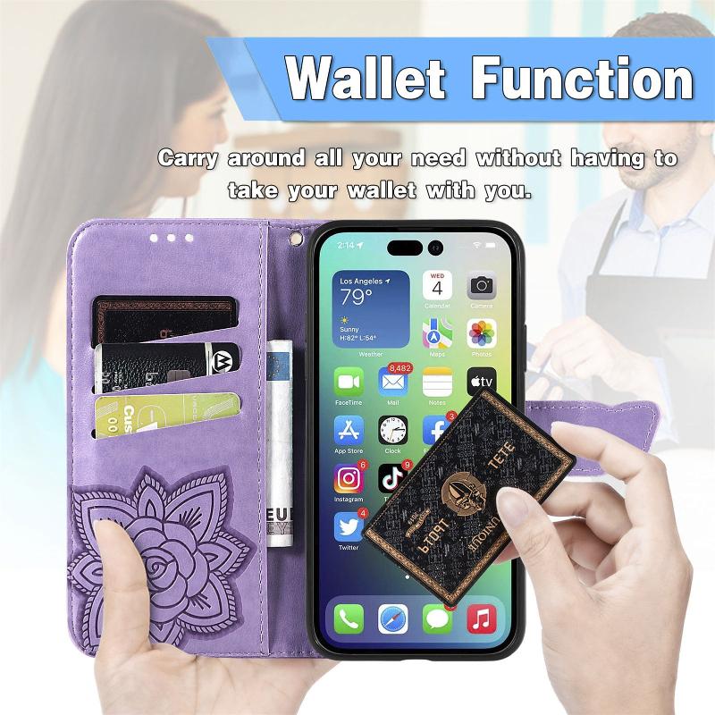 Shockproof Printed Butterfly Leather Flip Wallet Card Holder Case For iPhone 17 Air 16 15 14 13 12 Pro Max Plus 16E Phone Cover