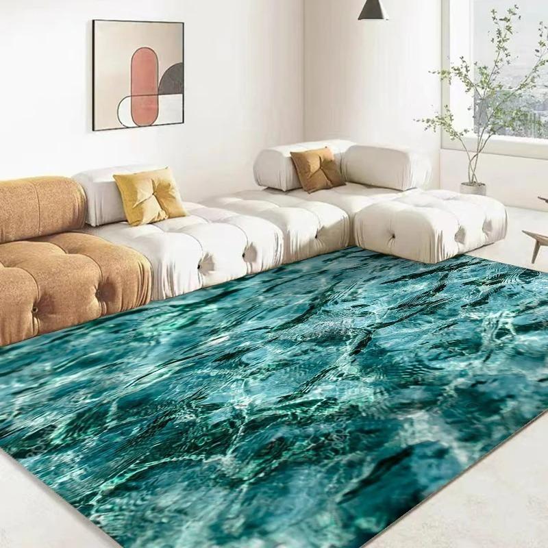 3D Ocean Sea Water Large Carpet Rug for Home Living Room Bedroom Sofa Doormat Decor Kids Play Area Rug Carpet Non-slip Floor Mat