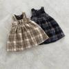 Girls' Plaid Wool Lined Vest Dress - Autumn/Winter Academy Style Strap Dress