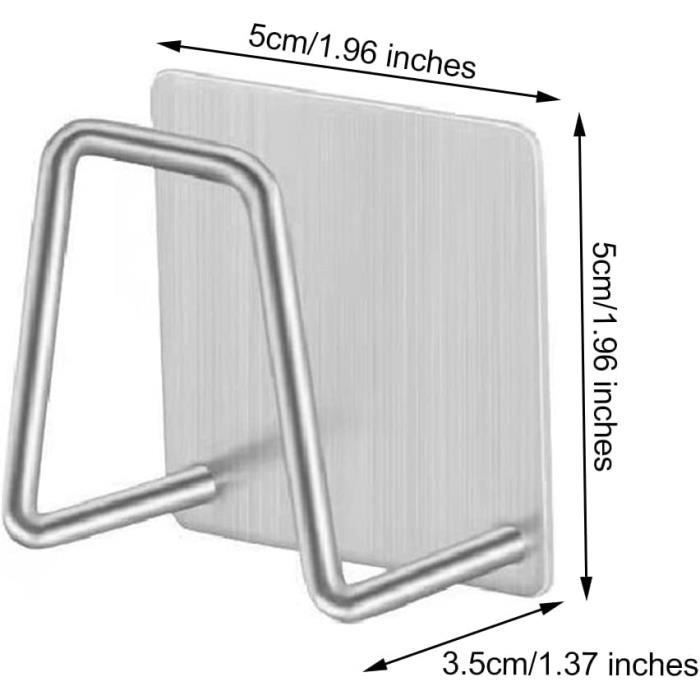 Porte Éponge - Helweet - Inox - Auto-adhésif - 4 Pièces - Résistant à la Rouille