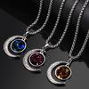 Women 12 Constellation Moon Alloy Electroplating Elegant Pendant Necklace for Valentine Day