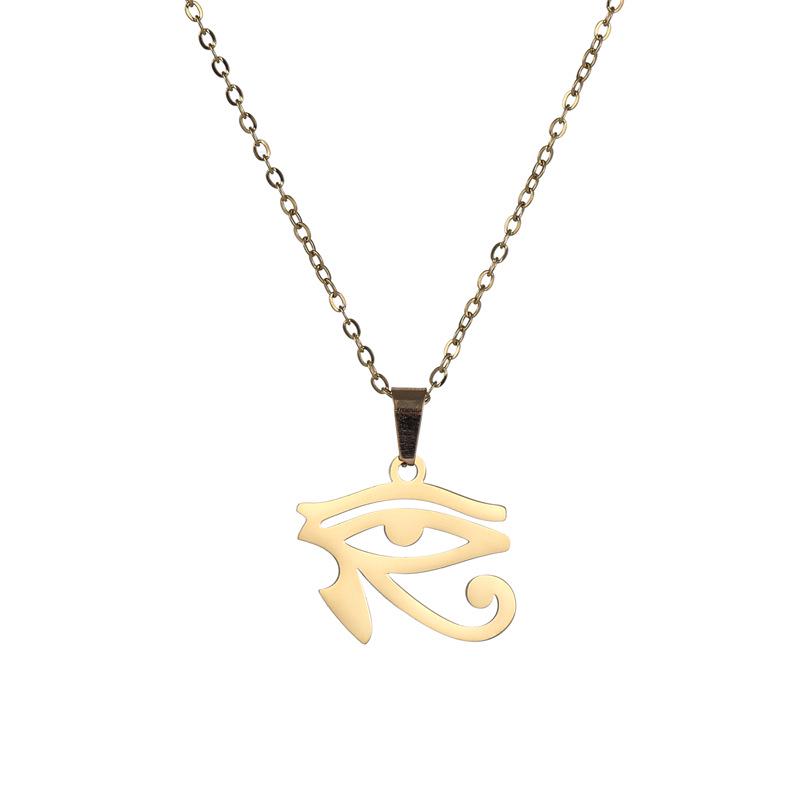 Ancient Egyptian Pharaoh Horus Eye Pendant Necklace in Non-Fading Titanium Steel.