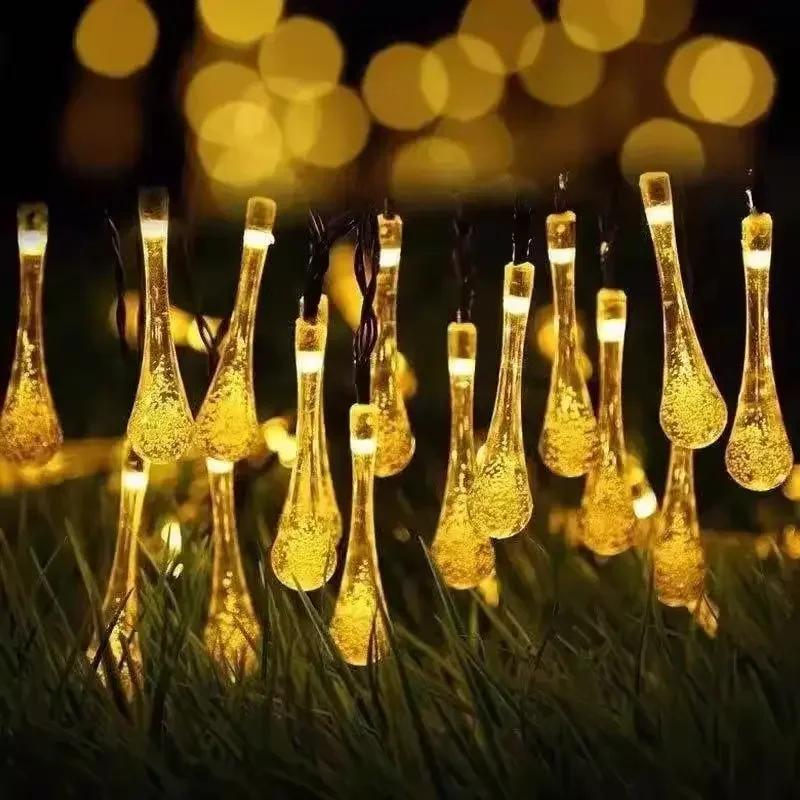 Water Droplets Solar String Lights Waterproof Outdoor 6M 30LED Solar Garland Lamp Decoration Christmas Wedding Party Garden