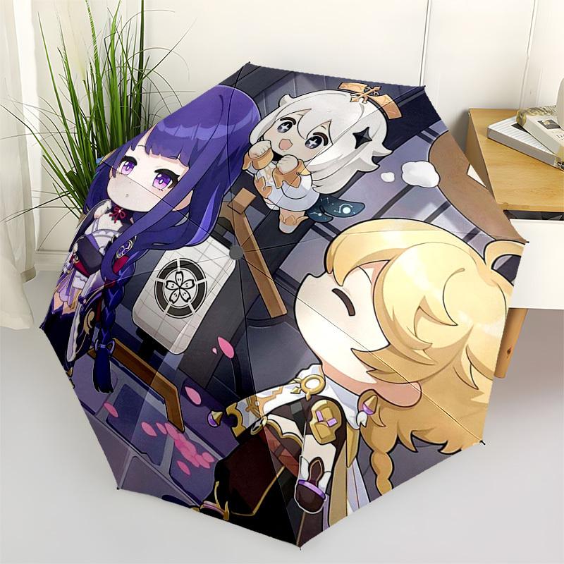 

1pc Outdoor Umbrella with Anime Characters, Automatic Opening/Closing, Portable 3-Fold Design, 8-Bone Iron Frame - Perfect for Fans, Travel, Dail