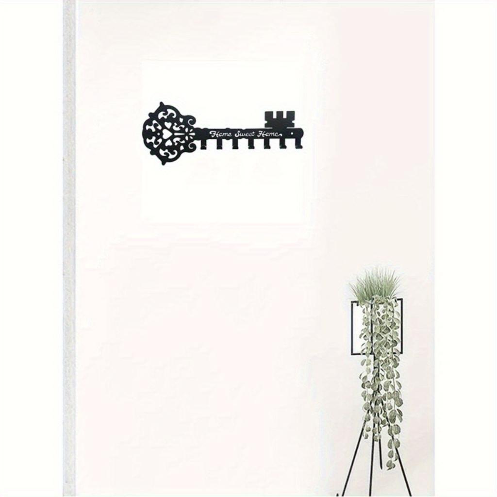 1PC Metal Key Holder, Black Wall Mounted Hook, Ornamental Hanger for Home Decor, Entryway Storage