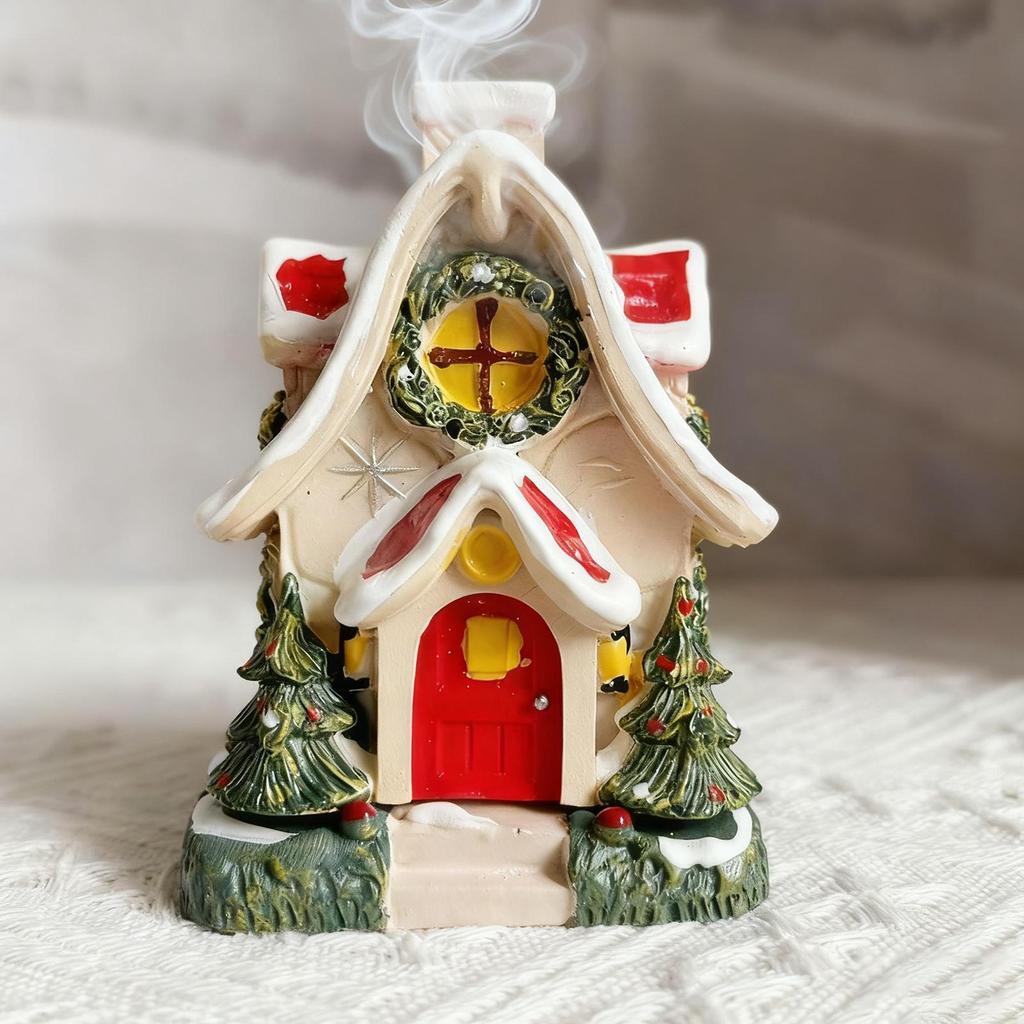 Incense Burner Holder Christmas Cabin Tabletop Decor for House Home Living Room Meditation Spa Holiday parties