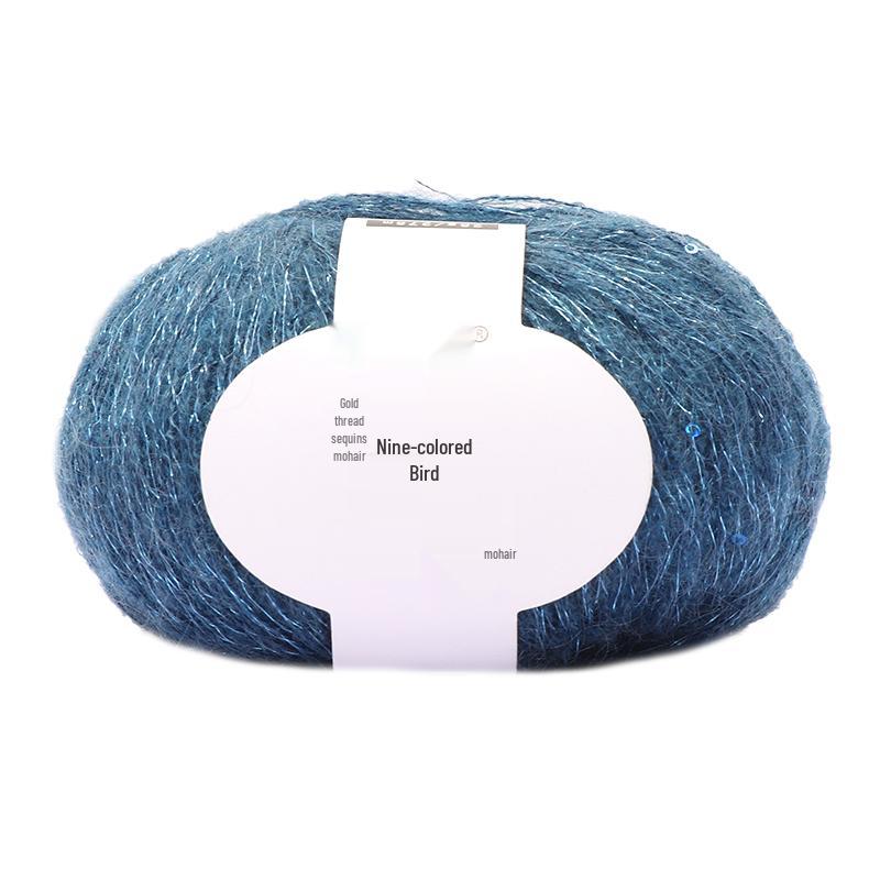 Handmade Bird Gold Sequin Mohair Silk Bead Yarn for Crochet and Weaving