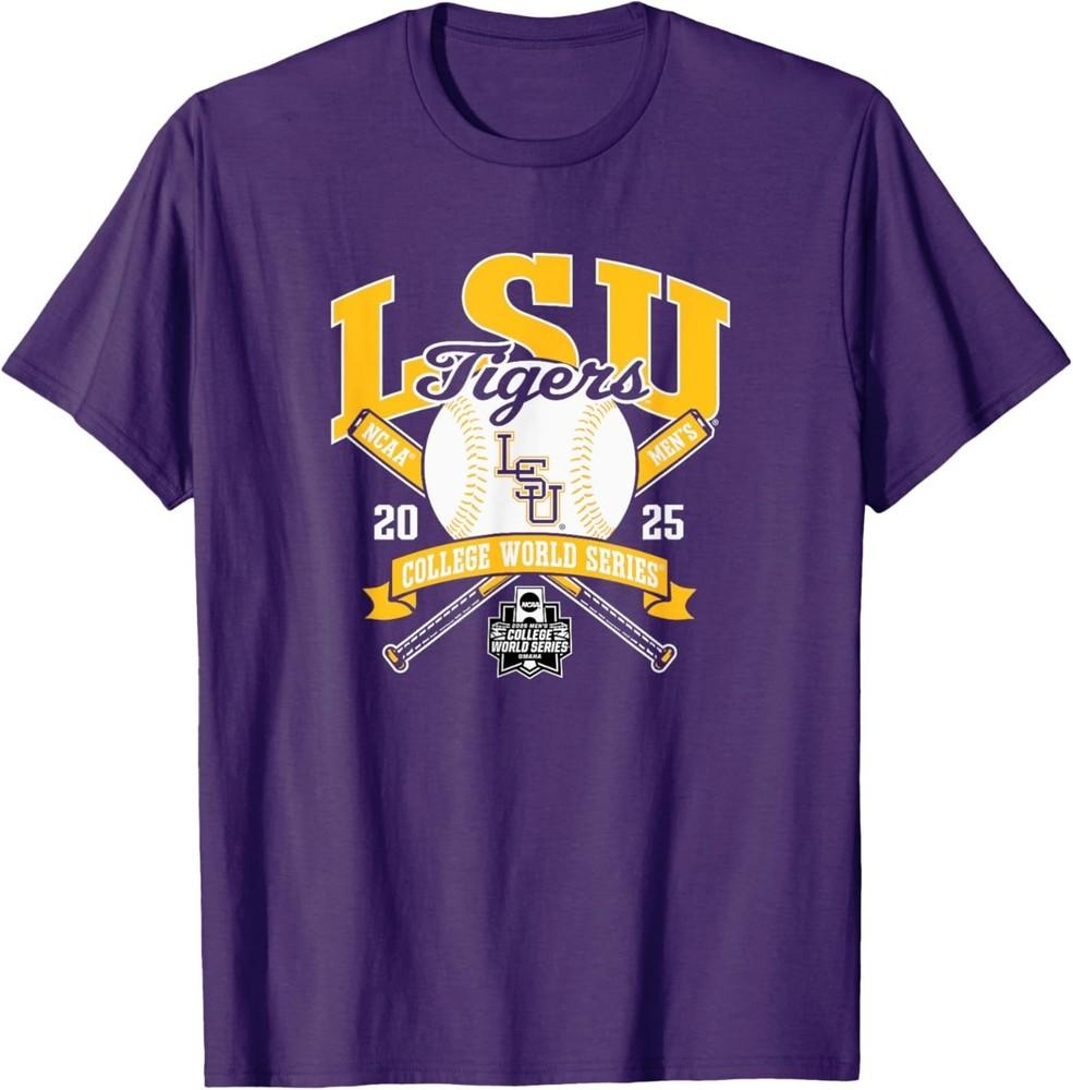 LSU Tigers College World Series 2025 Baseball Blast Purple T-Shirt 4XL