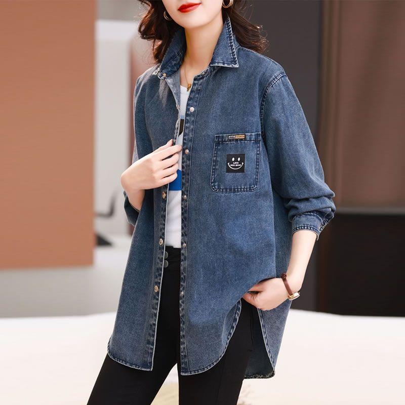 Veste chemise en jean grande taille pour femmes, Style européen, à la mode
