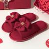 A pair of red wedding slippers autumn and winter light luxury newlyweds festive wedding bride dowry slippers groom