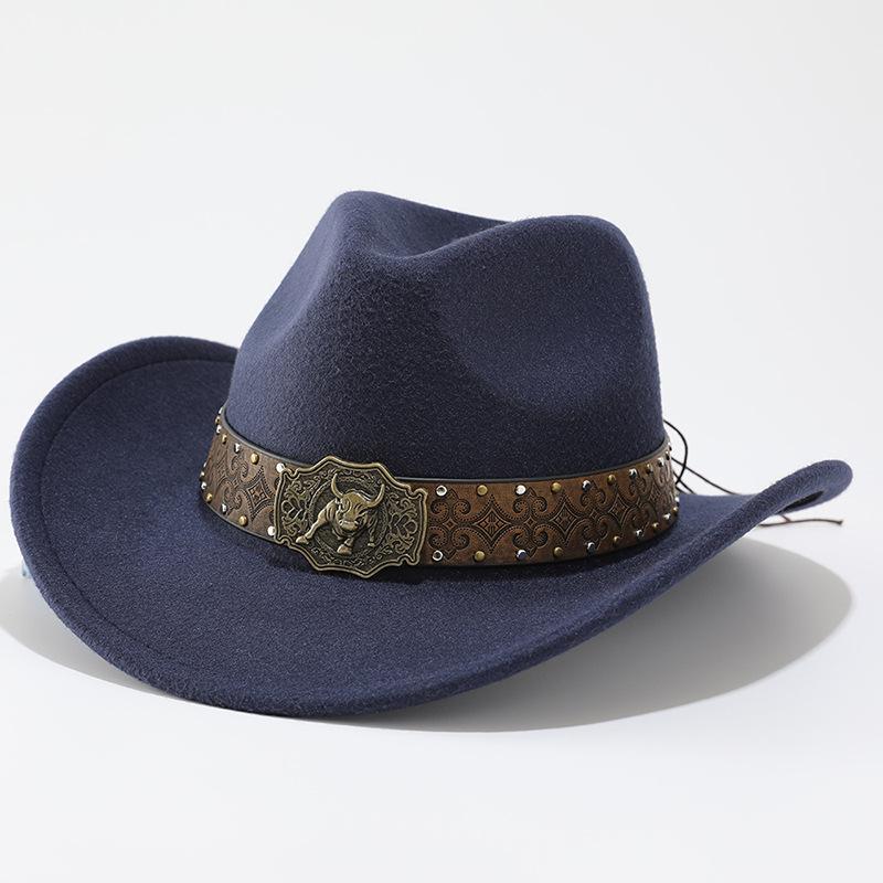 European and American retro western cowboy hat outdoor versatile felt top hat men's and women's jazz hat sun protection riding hat sun hat