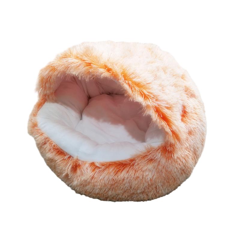 

Теплая кошачья пещера для питомца, кровать-домик с капюшоном, пончик, уютный, мягкий плюшевый коврик для щенка, самонагревающееся гнездо Orange,40cm/15.75in