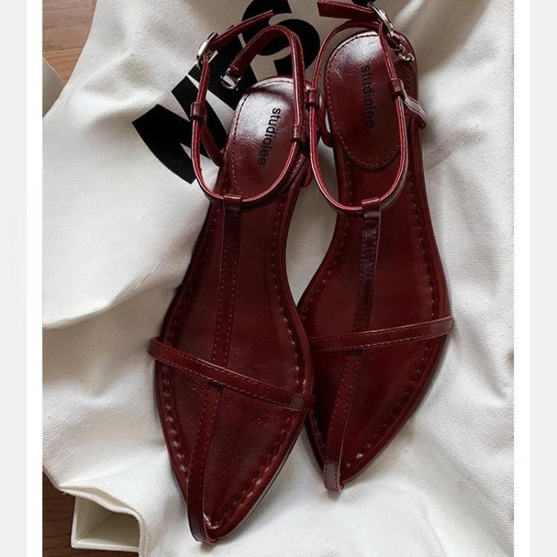 Wedge Heels Women's Shoes Pointed High Heels Strapless Buckle Sandals