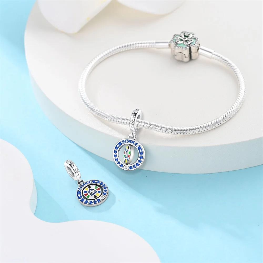 Original Charms Copper Lucky Pendant Football Beads Fit Bracelet Women Jewelry Making Diy Gift