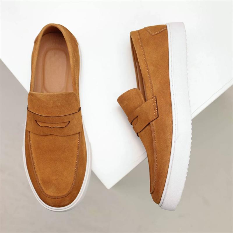 Fashion Fashion Brand Men Suede Cow Leather Shoes Loafers Slip on Formal Mens Dress Shoes Wedding Office Casual Shoes