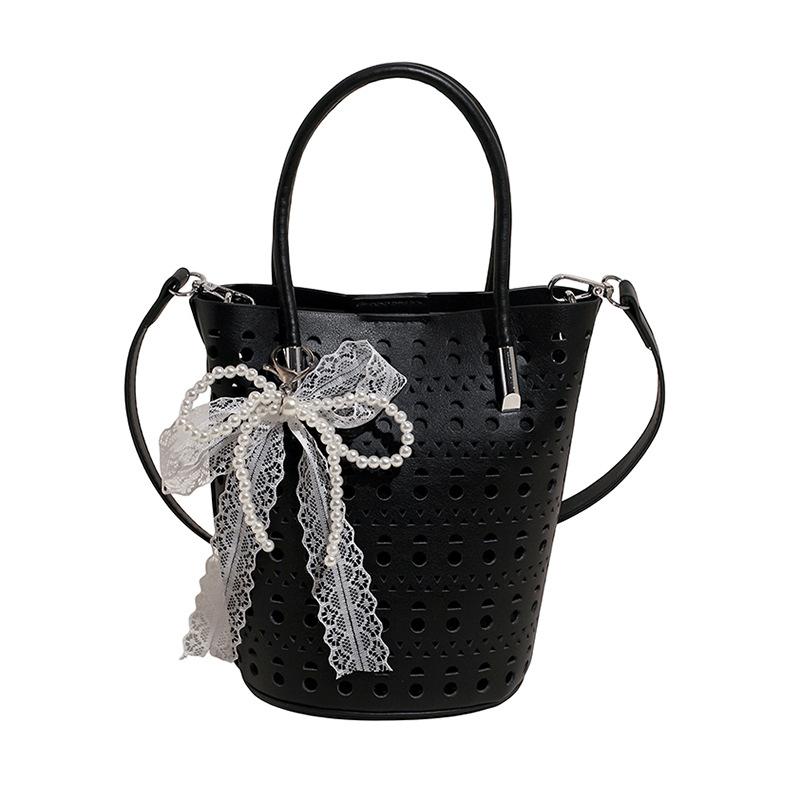 

Niche design hollow vegetable basket women s bag 2025 new fashion bucket bag large capacity shoulder messenger tote bag чёрный