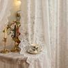 1pc French Vintage Elegant Lace Tulle Curtain That Installs Without Drilling, Semi-Transparent for Bedroom Windows Or Living Room Partitions