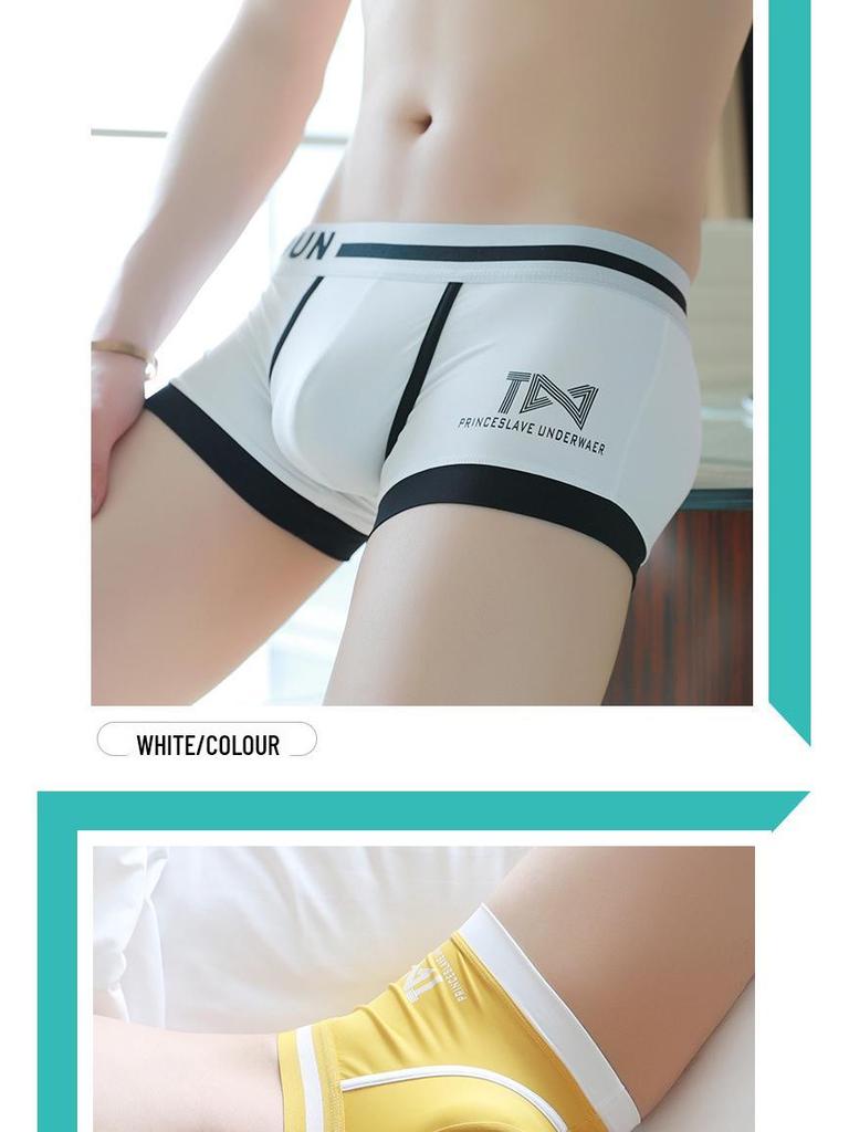 Trendy Men's Boxer Briefs: Breathable Ice Silk Sports Shorts with a Student-Inspired Design.