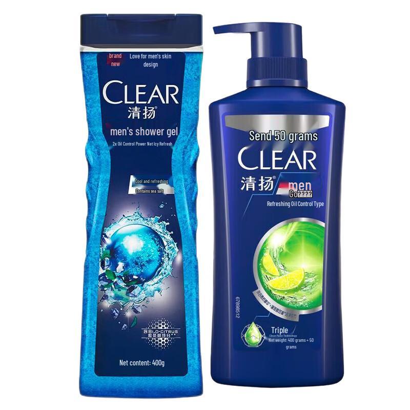 Подарочный набор Clear для мужчин: Гель для душа с контролем жирности и Шампунь против перхоти